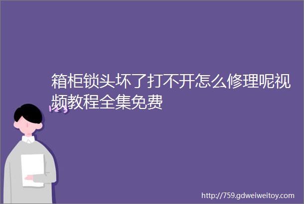 箱柜锁头坏了打不开怎么修理呢视频教程全集免费